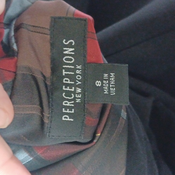 Perceptions Black/Red Plaid trim open Blazer Jacket. Size 8 - Picture 5 of 7